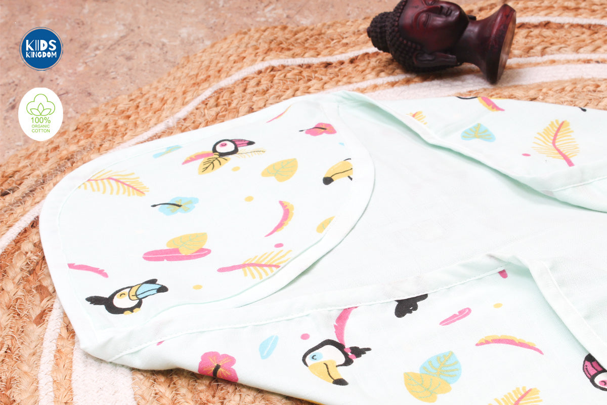 Muslin Infant Hooded Bath Towel 2-Layer | Flamingo 1