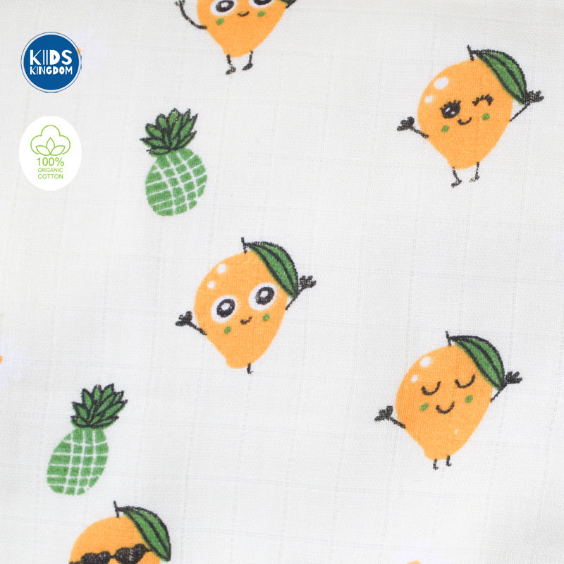 Muslin Infant Hooded Bath Towel 2-Layer | Yellow Mango 2