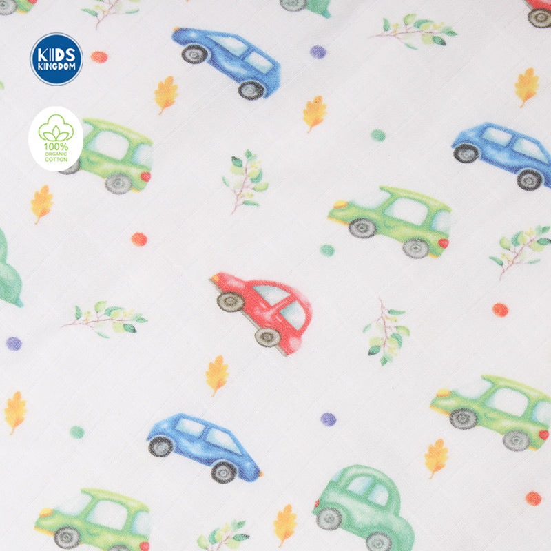 Muslin Infant Hooded Bath Towel 2-Layer | Cars