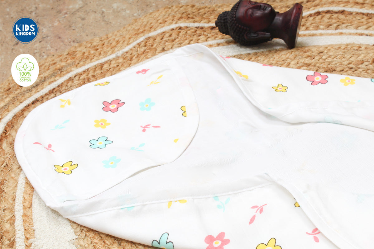 Muslin Infant Hooded Towel 2-Layer | Flower 1
