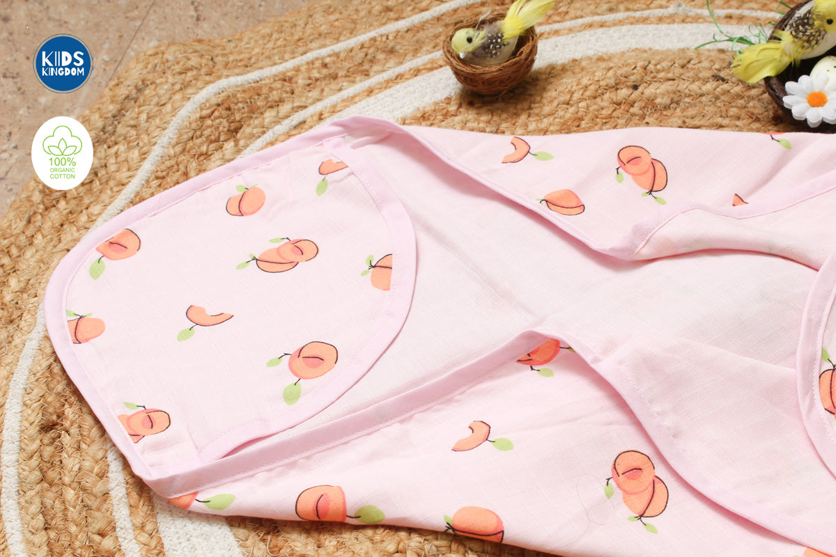Muslin Infant Hooded Towel 2-Layer | Peach 1