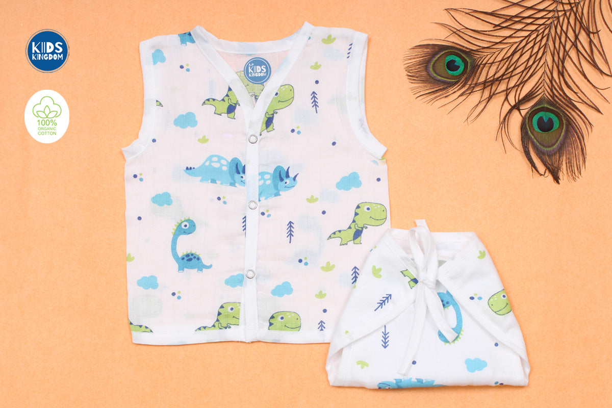 Muslin Jabla Matching Nappie Dino