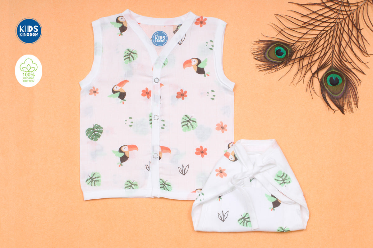 Muslin Jabla Matching Nappie Flamingo