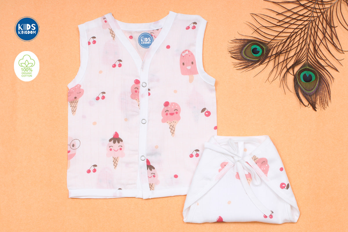 Muslin Jabla Matching Nappie Ice Cream