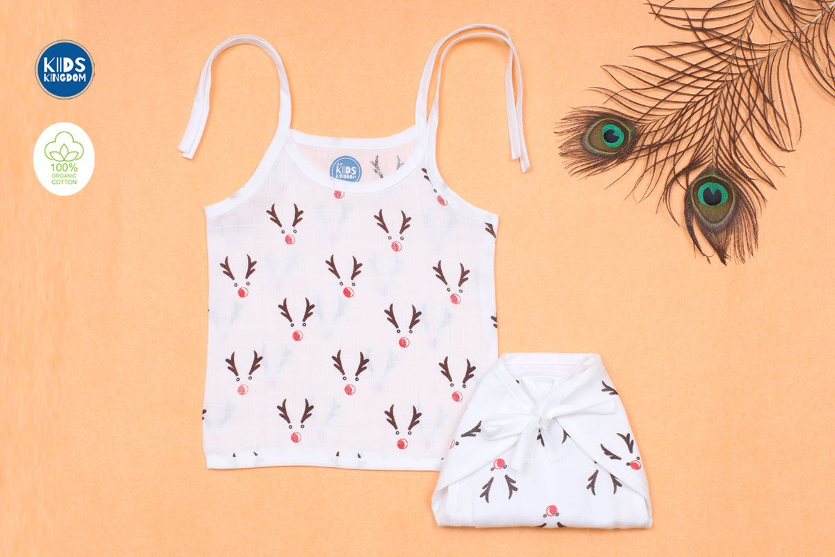 Muslin Jabla Matching Nappie Rein Deer