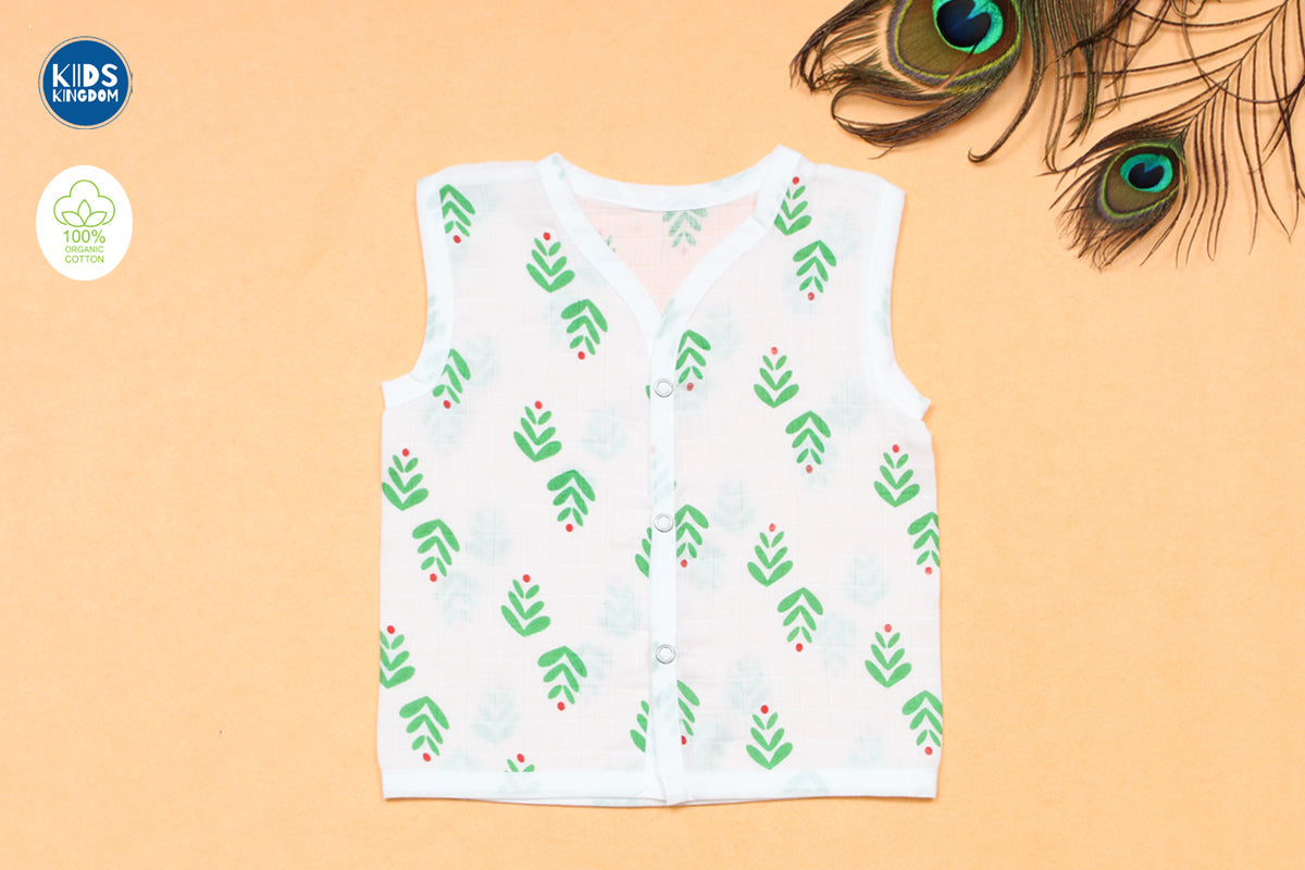 Muslin Jablas Button | Green Leaf