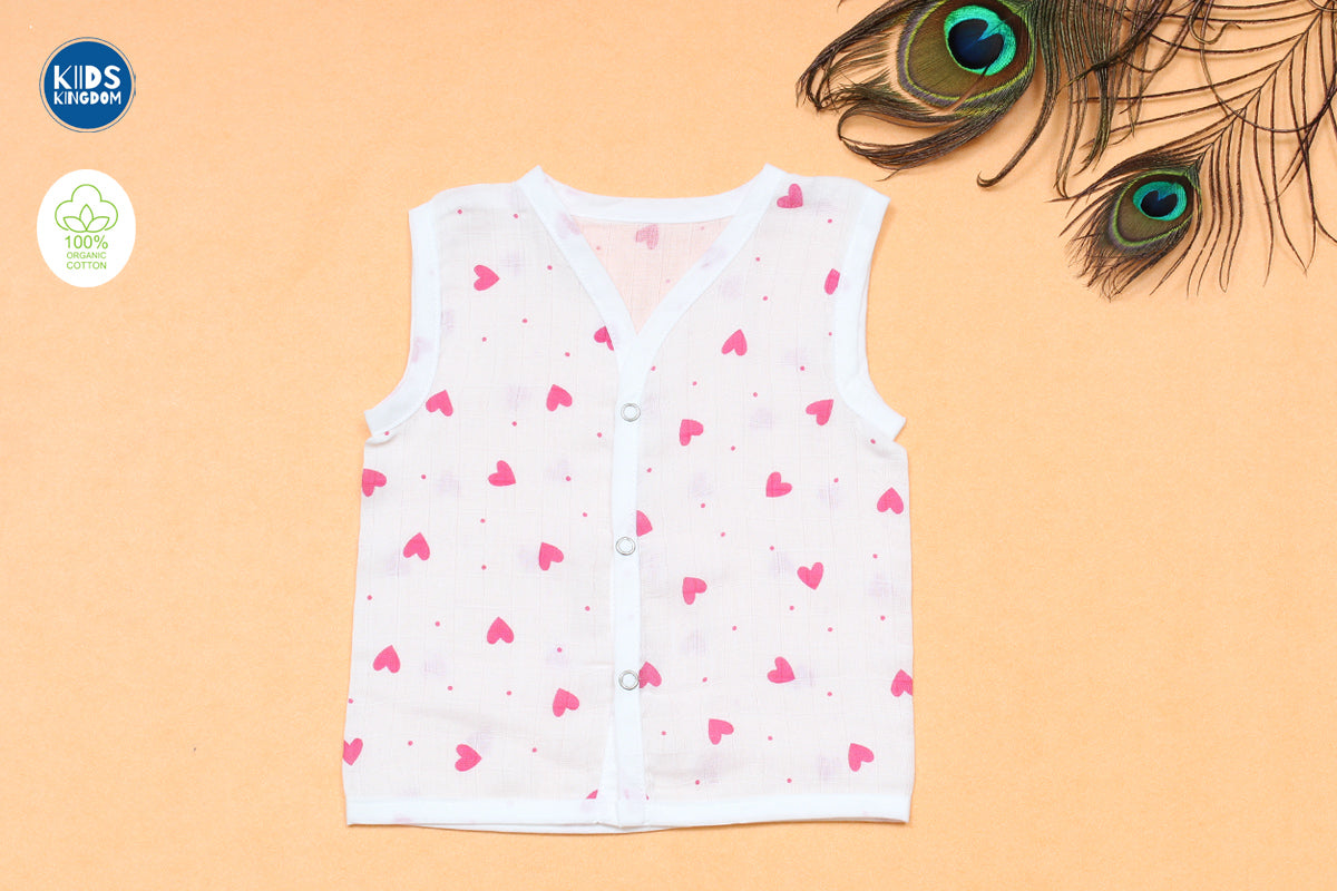 Muslin Jablas Button | Pink Heart