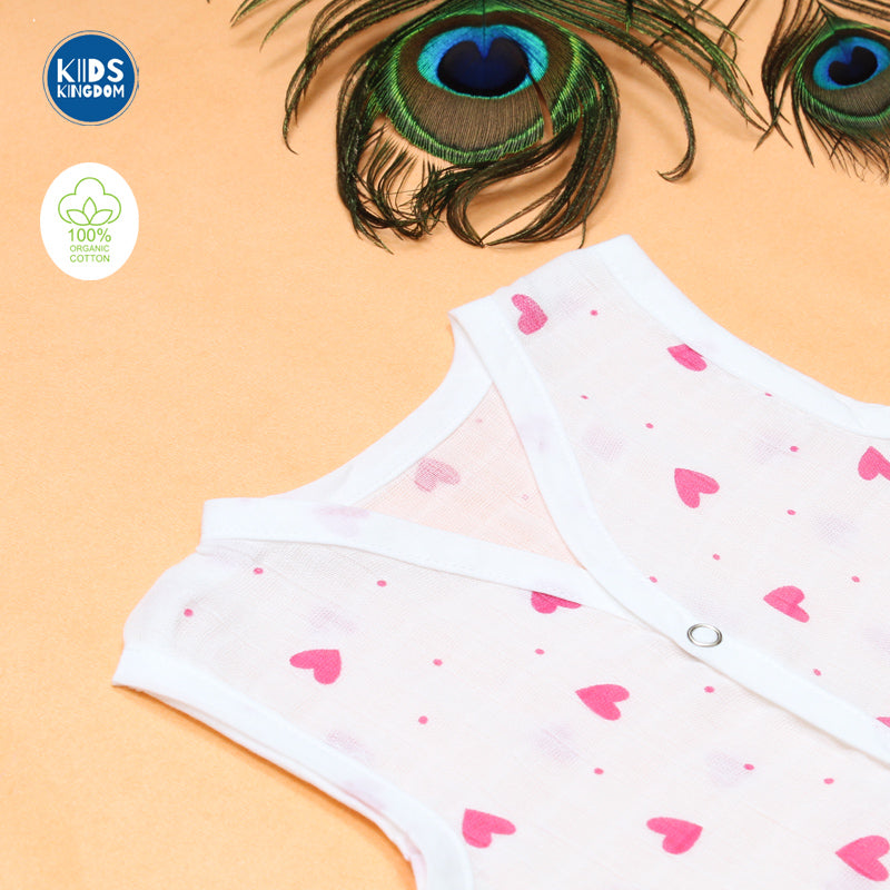 Muslin Jablas Button | Pink Heart 1