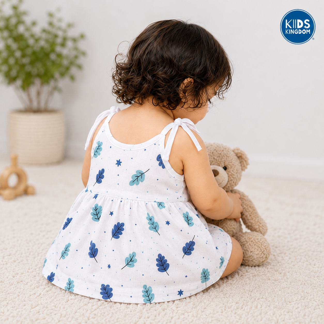 Muslin Knot Frock Blue Leaf