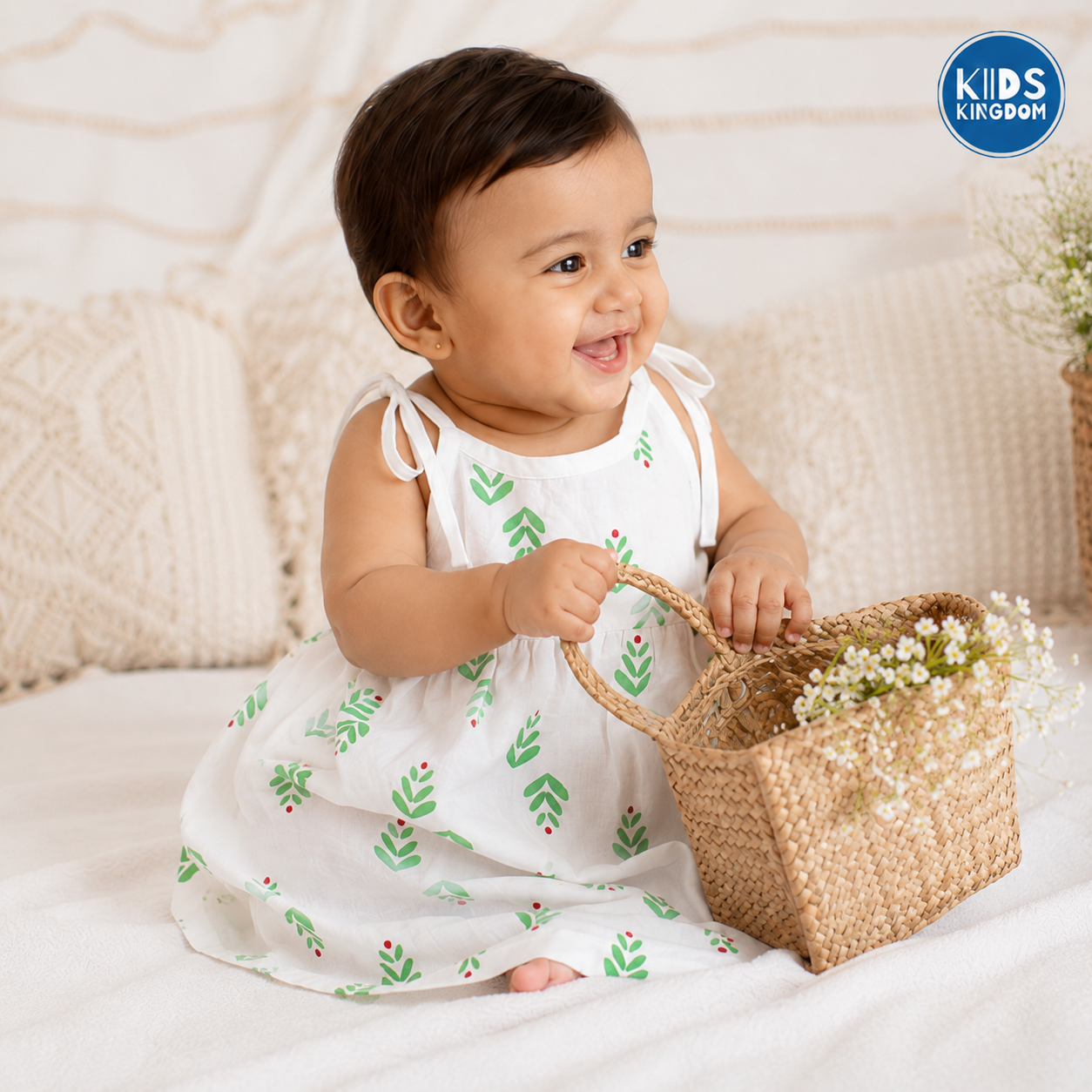 Muslin Knot Frock Green Leaf
