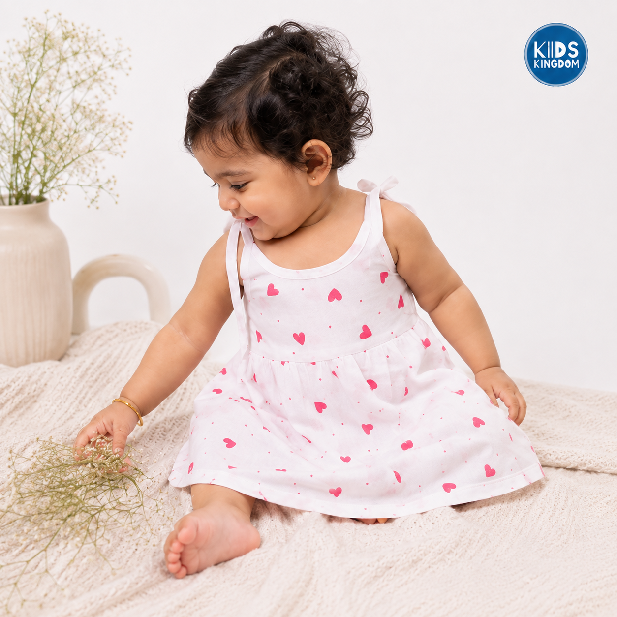 Muslin Knot Frock Pink Heart