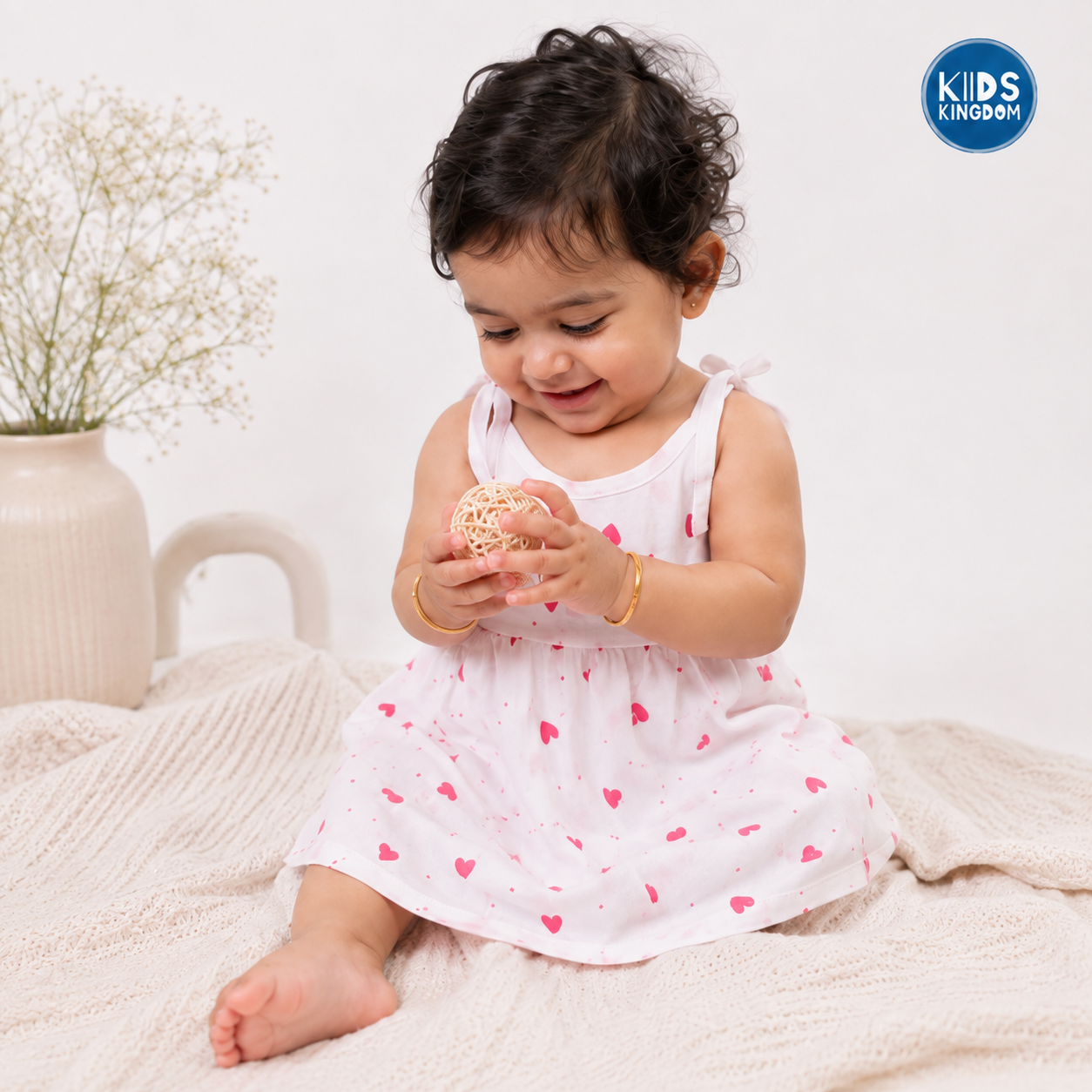 Muslin Knot Frock Pink Heart