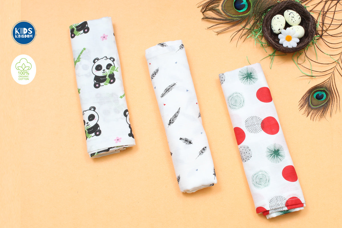 Muslin Newborn Towel 70×110 Pack of 3 Random Design