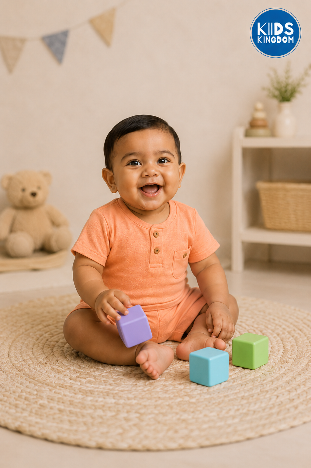 Peach Pop Waffle Cotton Co-ord Set