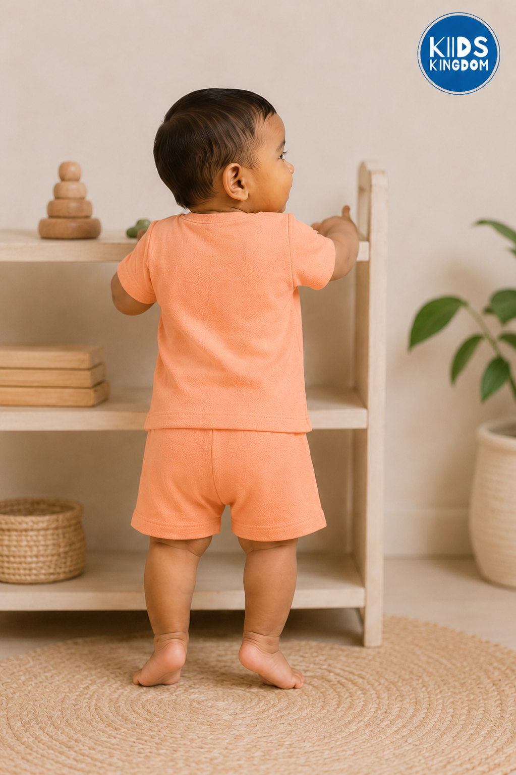 Peach Pop Waffle Cotton Co-ord Set