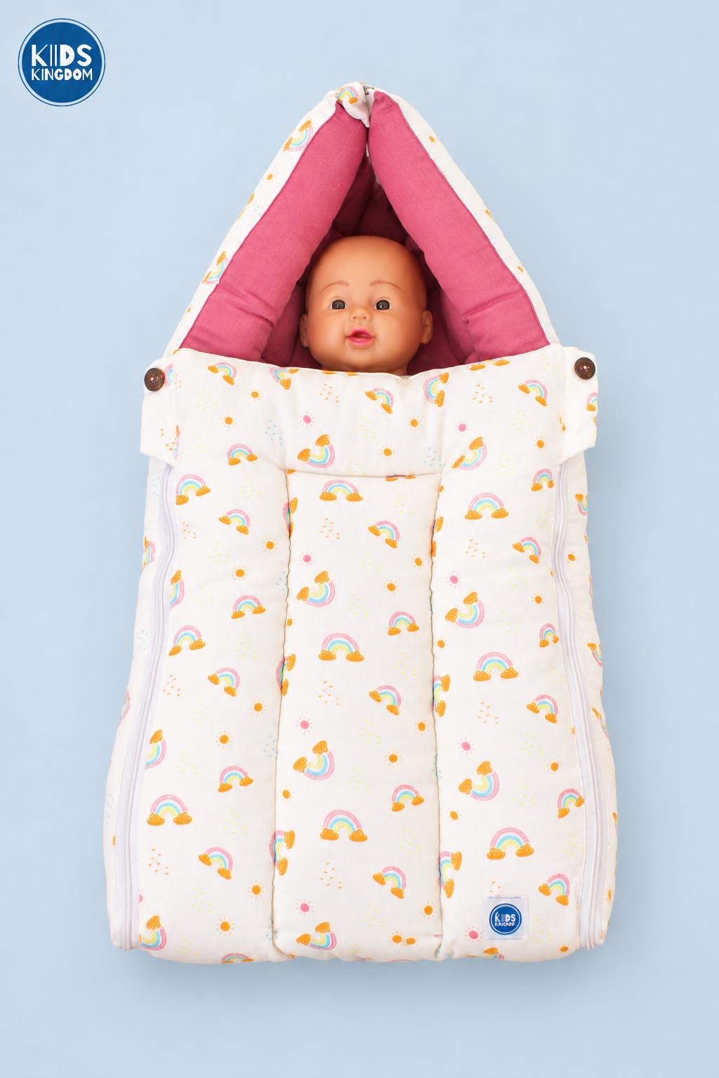 Premium Kapok Silk Cotton Baby Carry Nest Cum Net Bed - Rainbow
