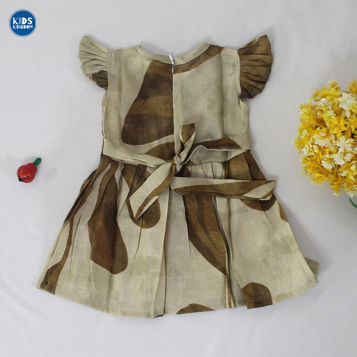Premium Linen Cotton Frocks Mocha Leaf