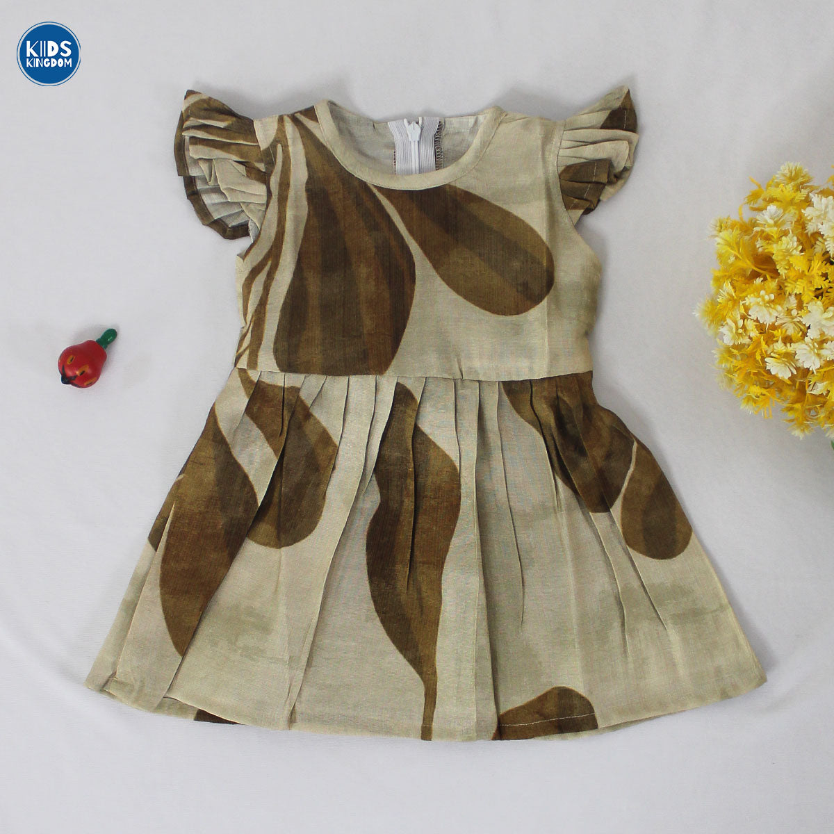 Premium Linen Cotton Frocks Mocha Leaf