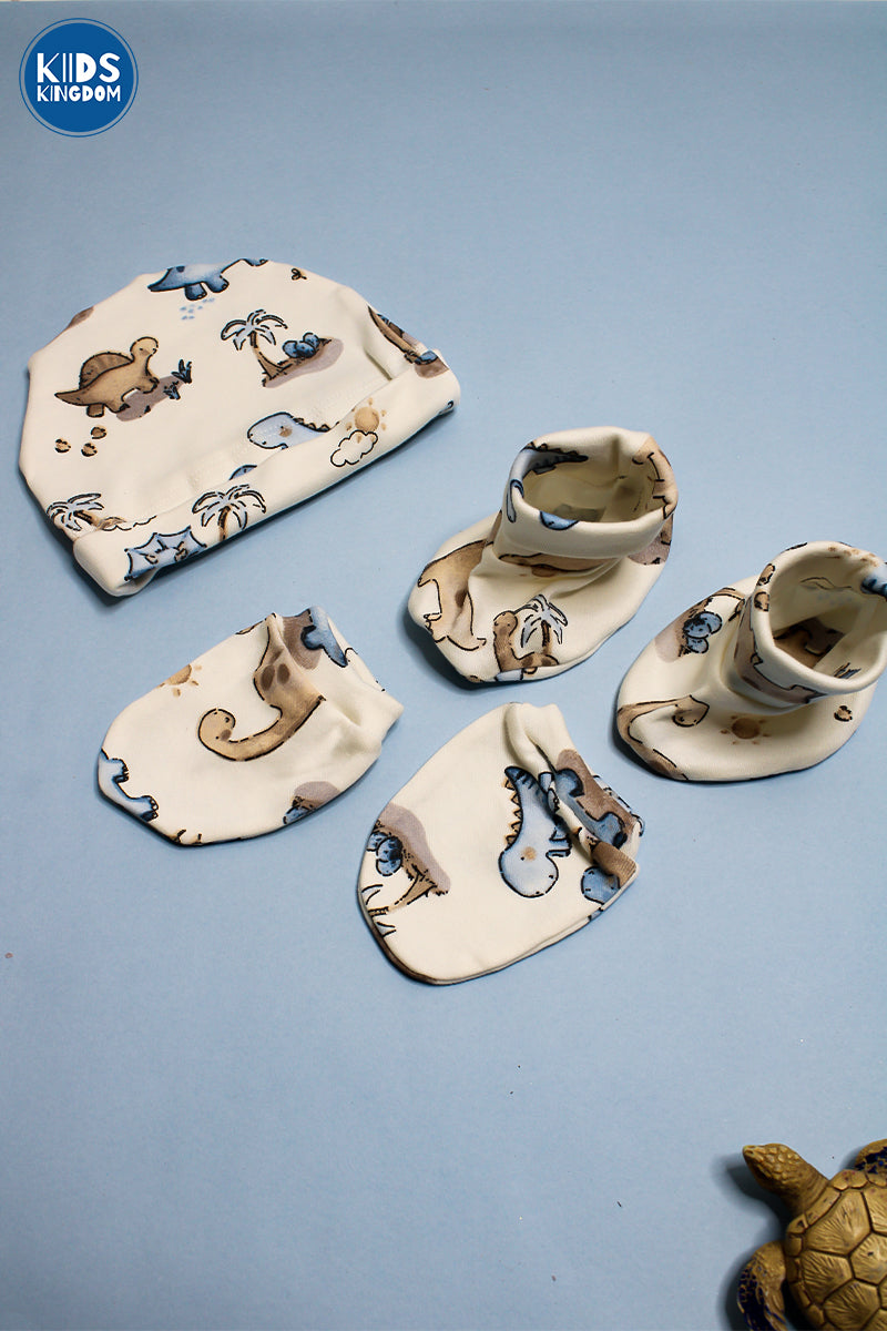 Premium Cap Mitten Booties Dino Safari