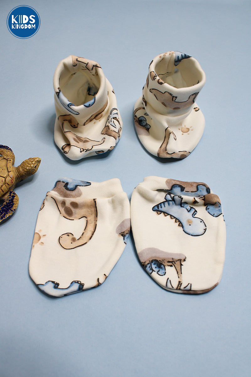 Premium Cap Mitten Booties Dino Safari