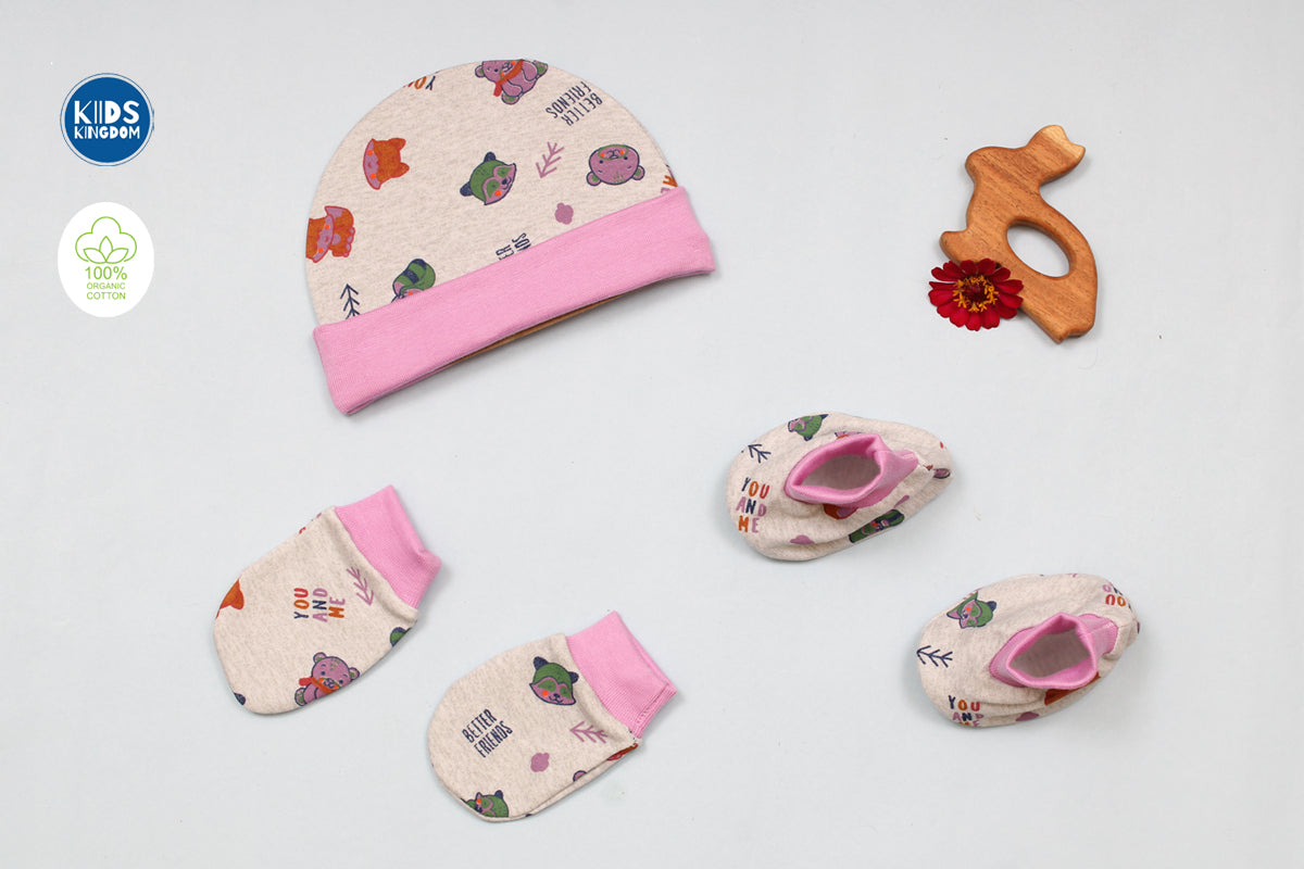 Premium Cap Mitten Booties Set | Bear