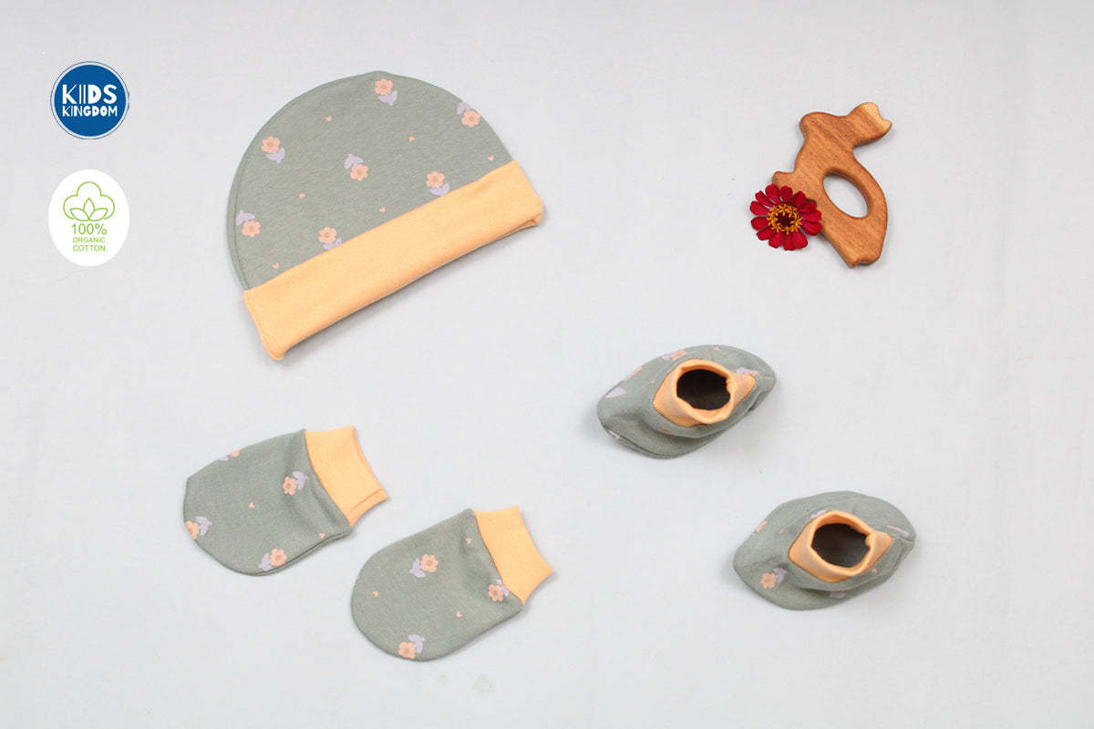 Premium Cap Mitten Booties Set | Floral