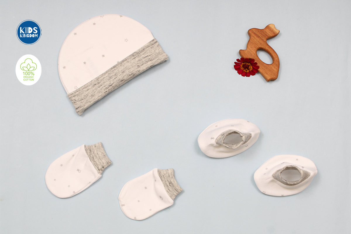 Premium Cap Mitten Booties Set | Stars