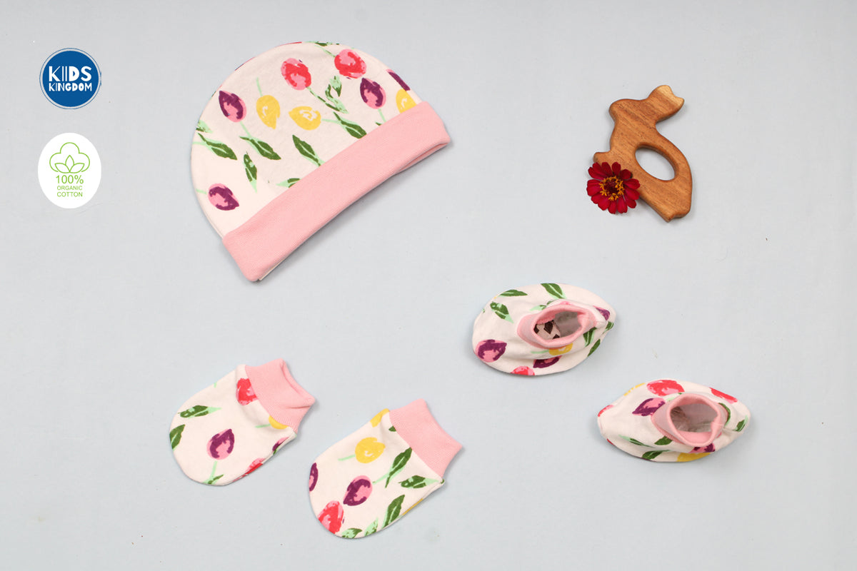 Premium Cap Mitten Booties Set | Tulip