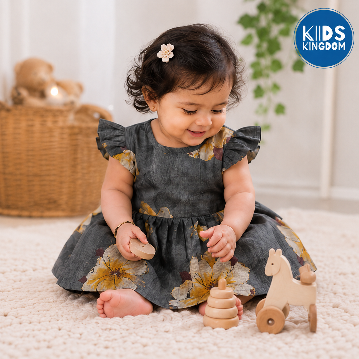 Premium Linen Cotton Frocks Midnight Flora