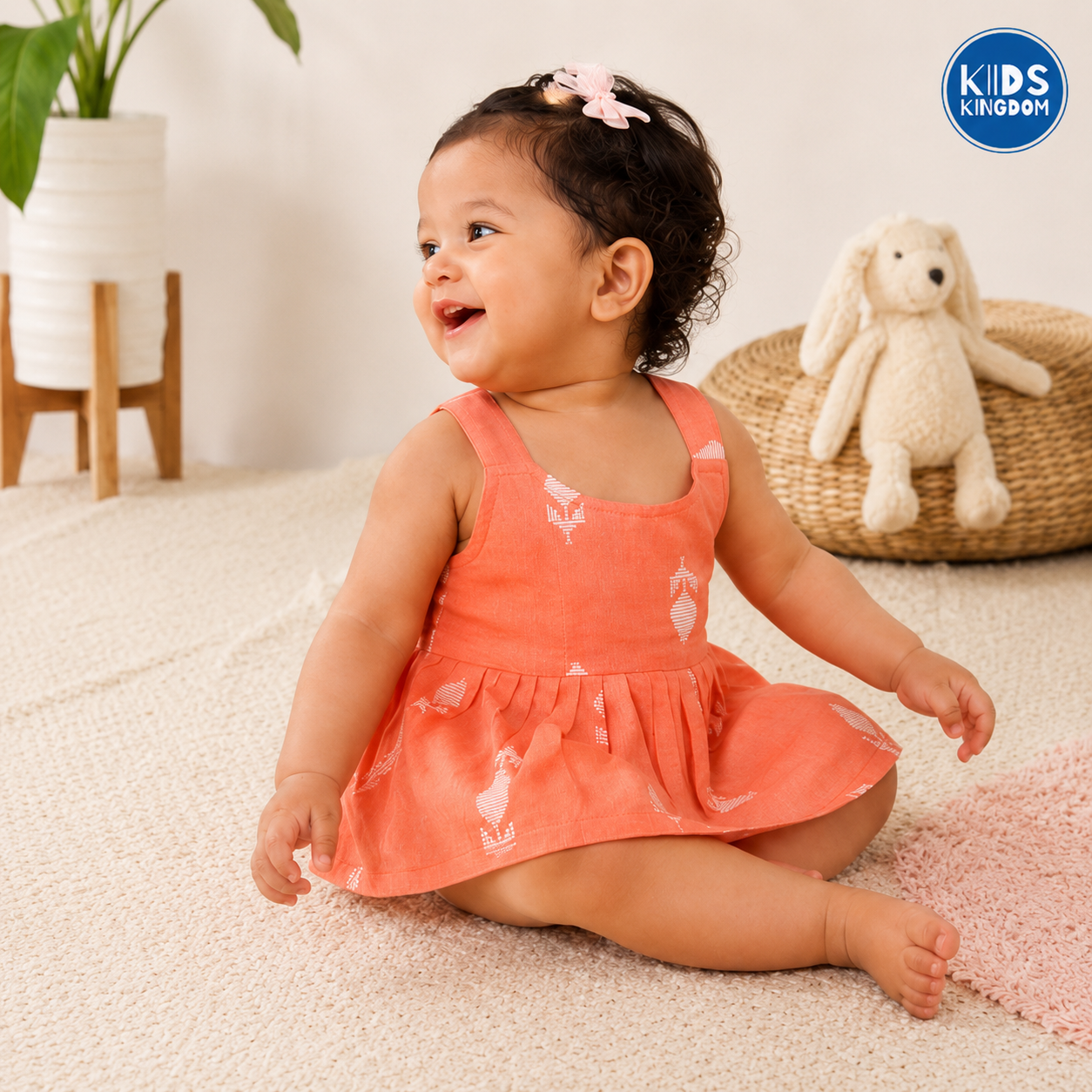 South Cotton Frock Coral Bloom