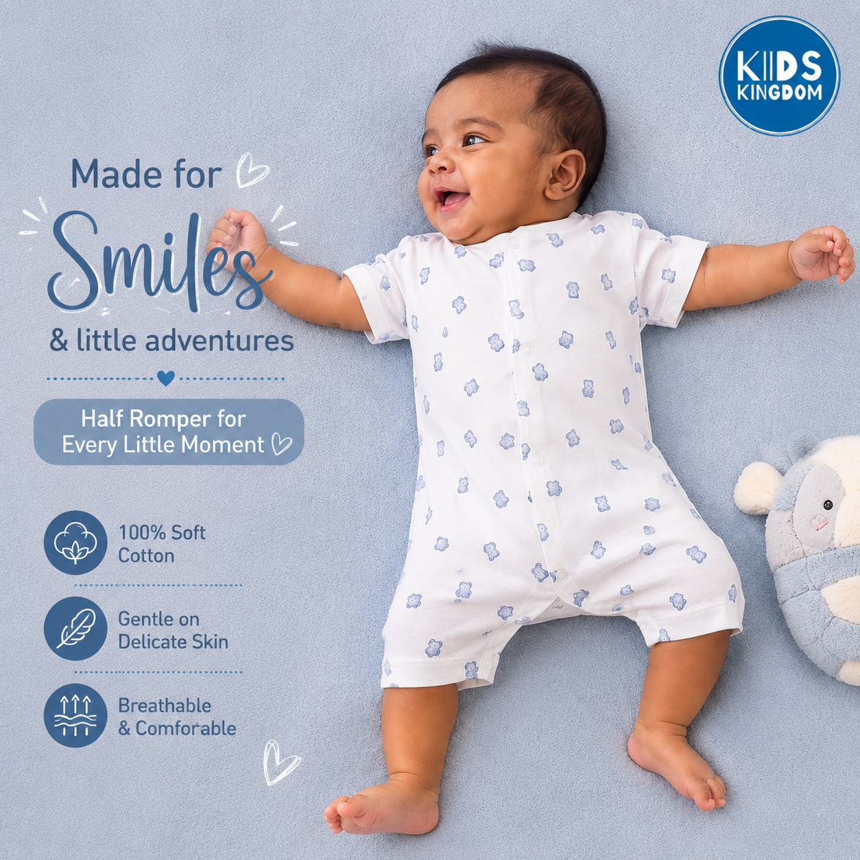 Half Romper Blue Teddy