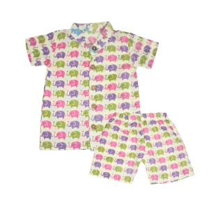 Co-ord Set Green Violet Pink Elephant