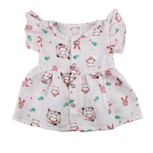 Colour Muslin Frocks Pink Owl