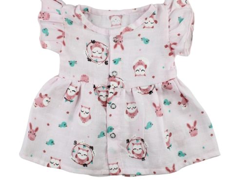 Colour Muslin Frocks Pink Owl