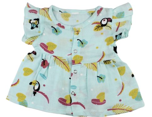 Colour Muslin Frill Frocks Bird