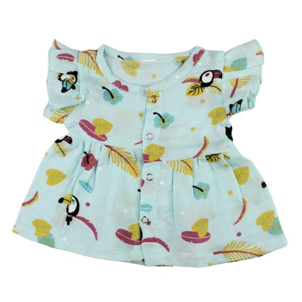 Colour Muslin Frill Frocks Bird