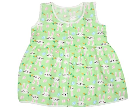 Muslin Colour Frocks - Light Green - Rabbit Print