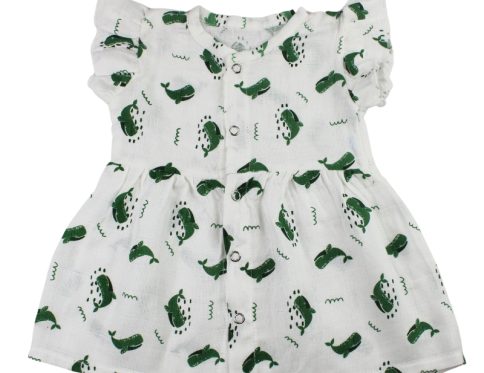 Muslin Frill Frocks Green Whale