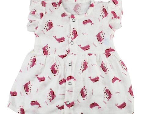 Muslin Frill Frocks Pink Whale