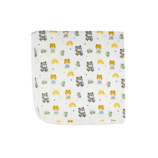 Muslin Hooded Towel 2-Layer Cat and RainBow