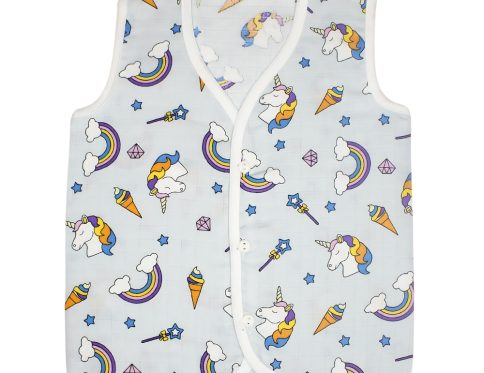 Muslin Colour Jabla Blue with Unicorn and Ice Cream