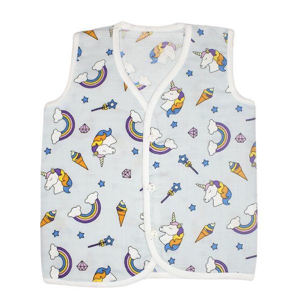 Muslin Colour Jabla Blue with Unicorn and Ice Cream