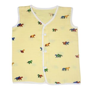 Muslin Colour Jabla Yellow with Horse