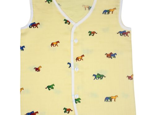 Muslin Colour Jabla Yellow with Horse