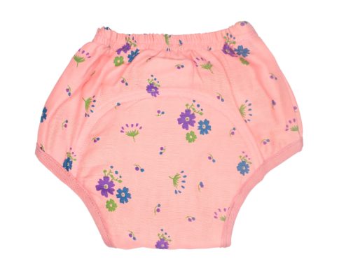 Muslin Padded Underwear - Light Pink with Purple - Flowers Print