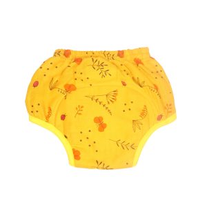 Muslin Padded Underwear - Yellow with Orange - Floral Print