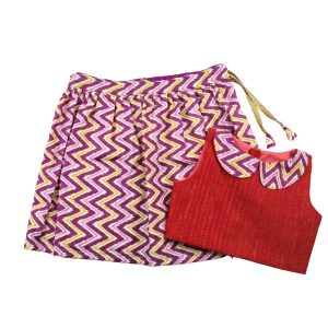 Purple Red Mini Cotton Top and Skirt