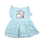 Colour Muslin Frill Frocks Light Blue 2 Cats