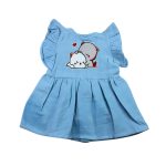 Colour Muslin Frill Frocks Blue 2 Cats