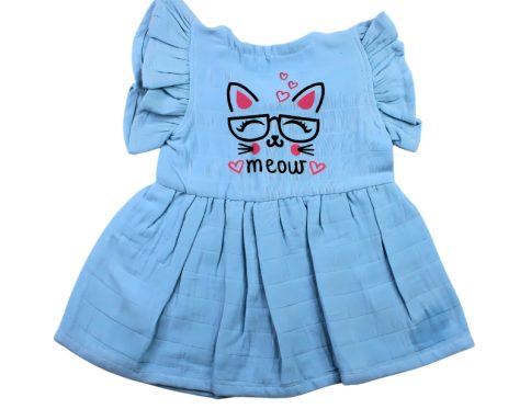 Colour Muslin Frill Frocks Blue Meow